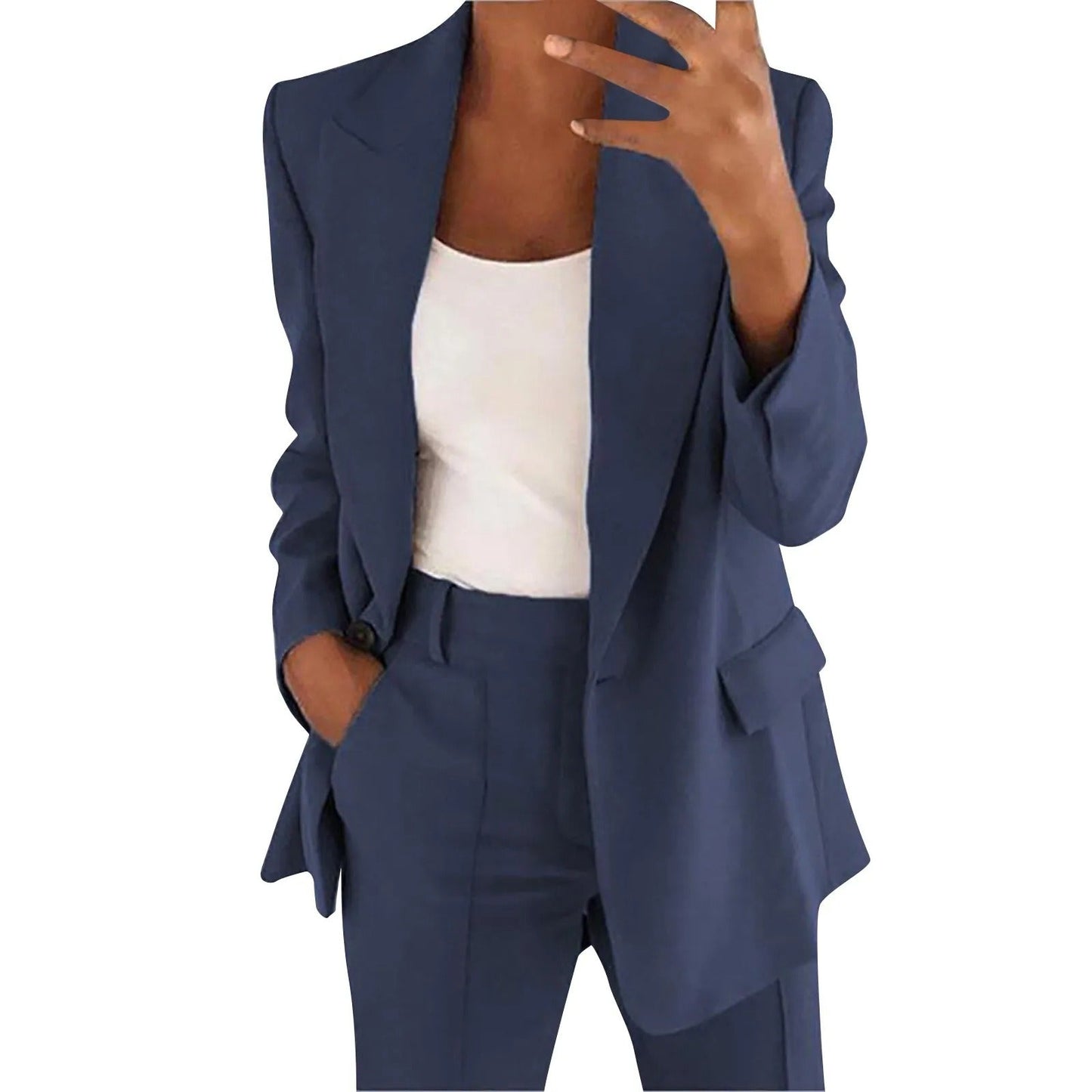 Conjunto Mujer Blazer y Pantalón Liso Ajuste Clásico