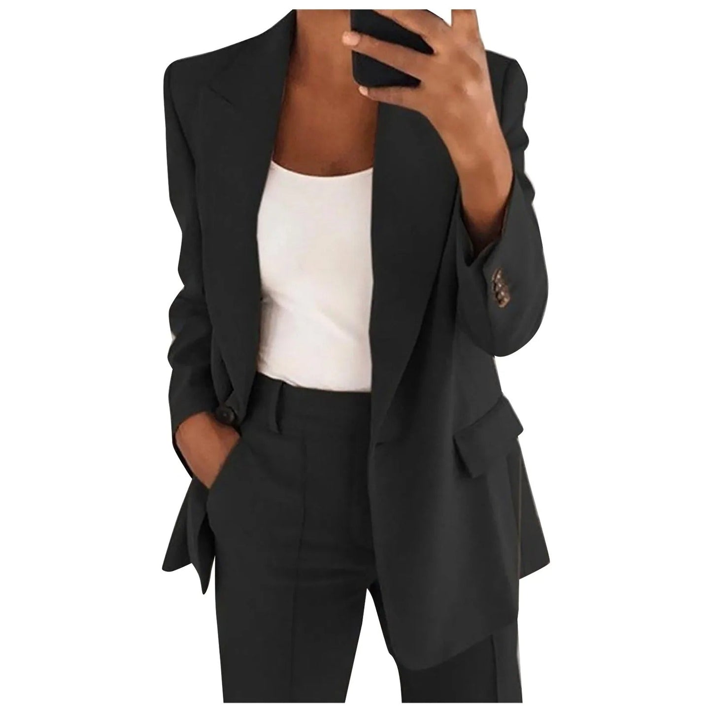 Conjunto Mujer Blazer y Pantalón Liso Ajuste Clásico