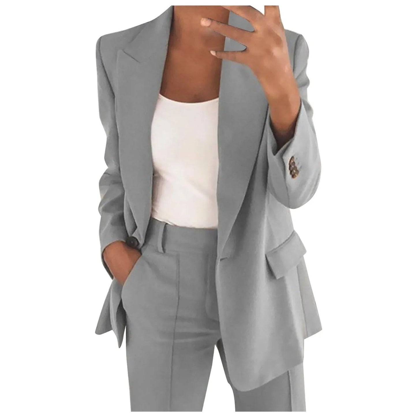 Conjunto Mujer Blazer y Pantalón Liso Ajuste Clásico