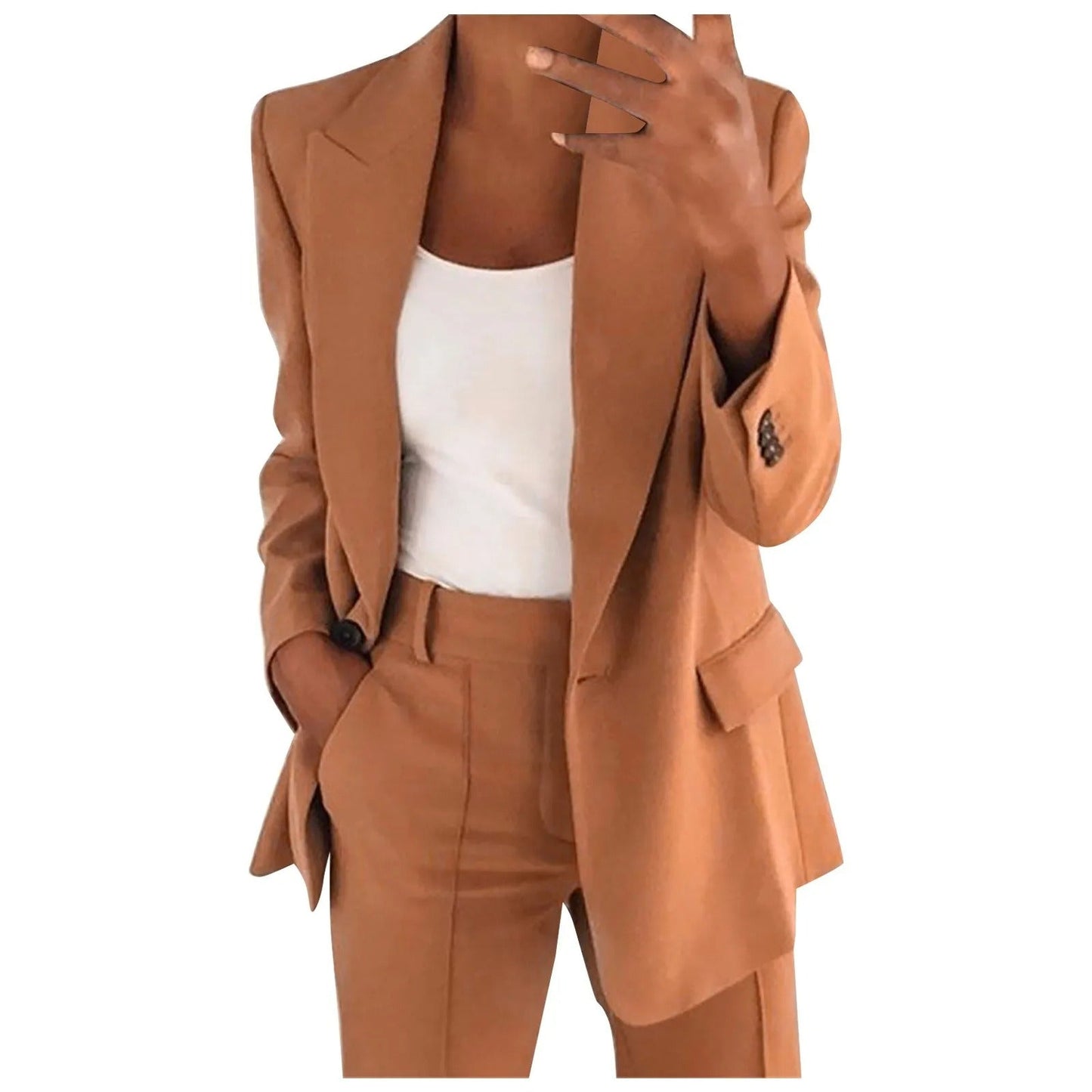 Conjunto Mujer Blazer y Pantalón Liso Ajuste Clásico
