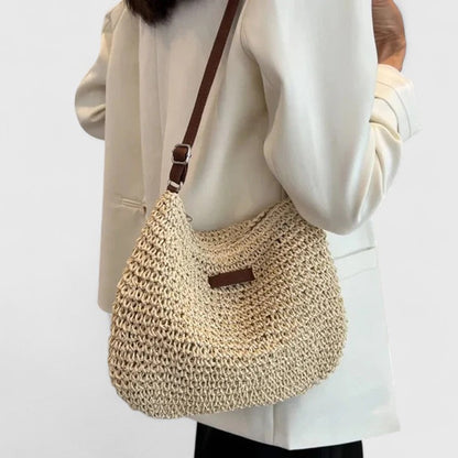 Bolso bandolera mujer rafia trenzada cuero estilo boho - Mavetta