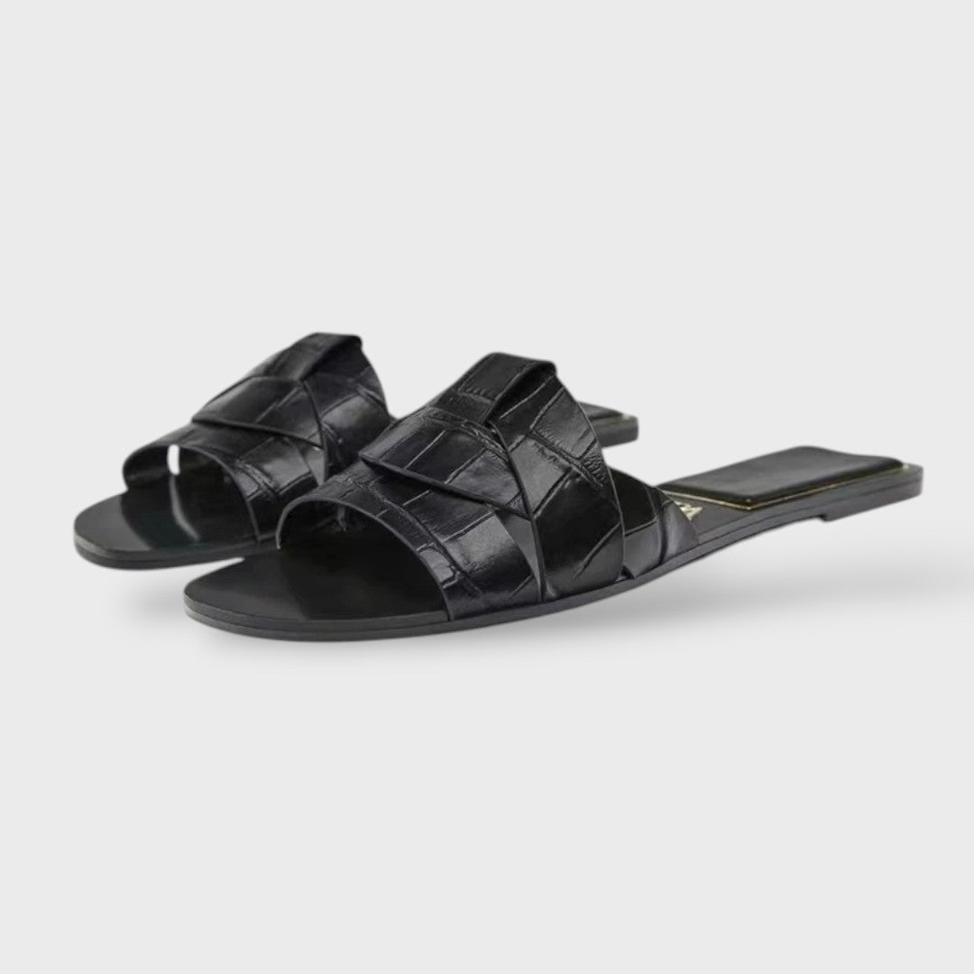 Sandalias Planas Mujer Piel Tiras Cruzadas
