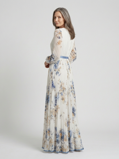 Vestido maxi mujer Manga larga Cuello en V Suave