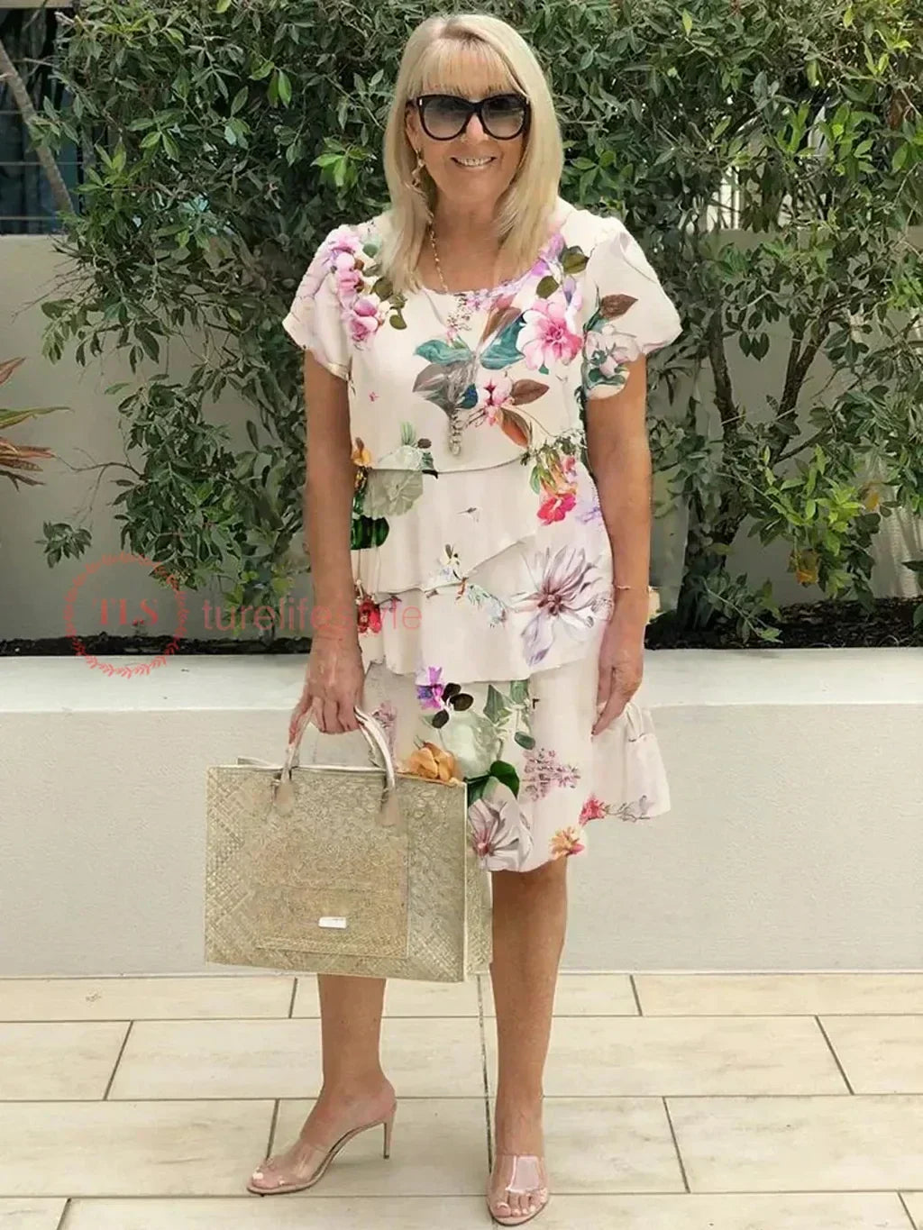 Vestido Mujer Floral con Volantes en Capas Estilo Elegante