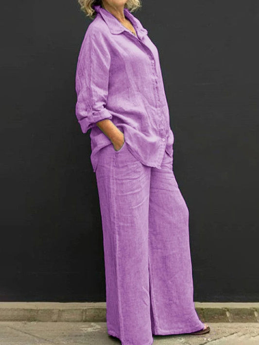 Conjunto Mujer Camisa y Pantalón Ancho Comodo - Mavetta