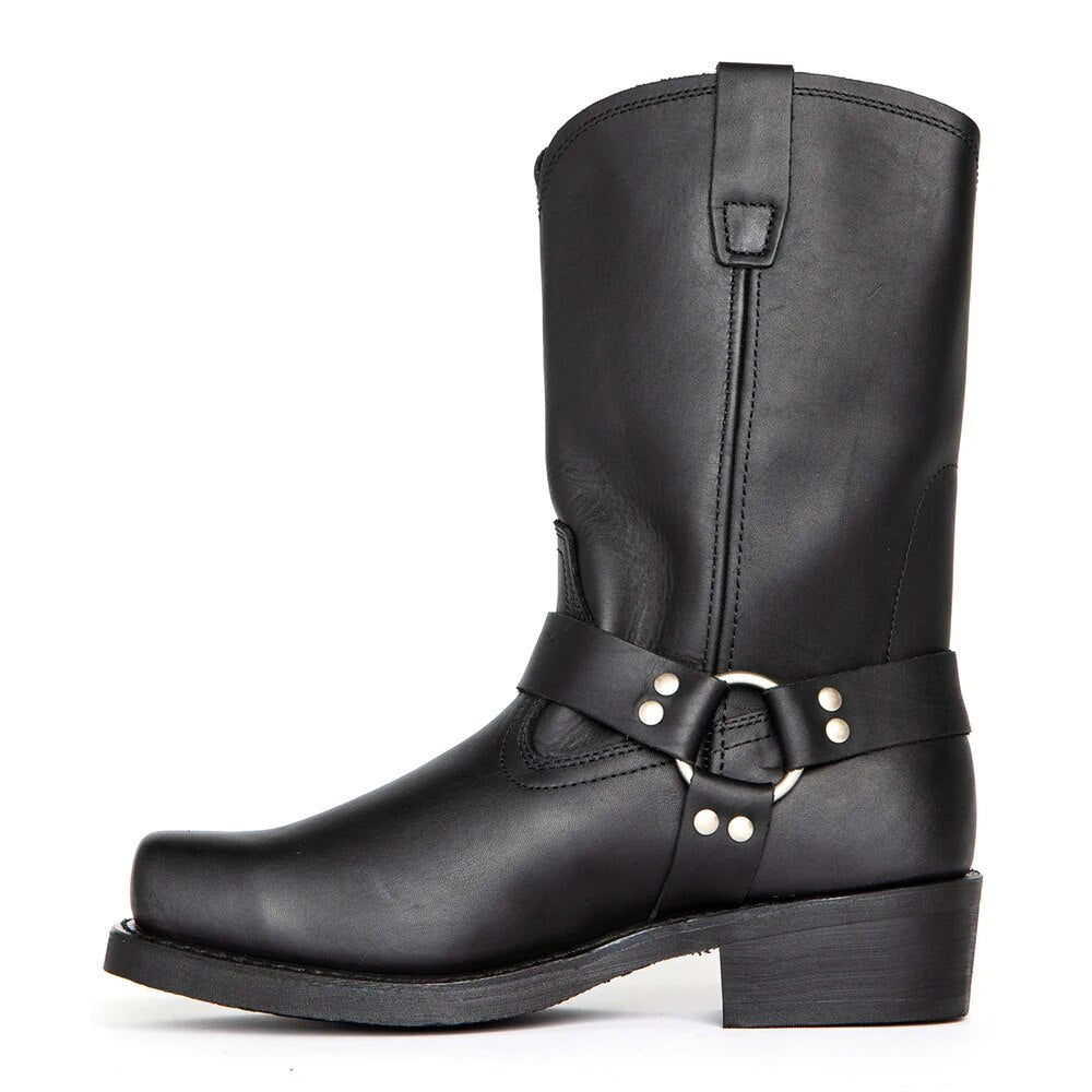Botas cowboy hombre de piel con hebilla decorativa