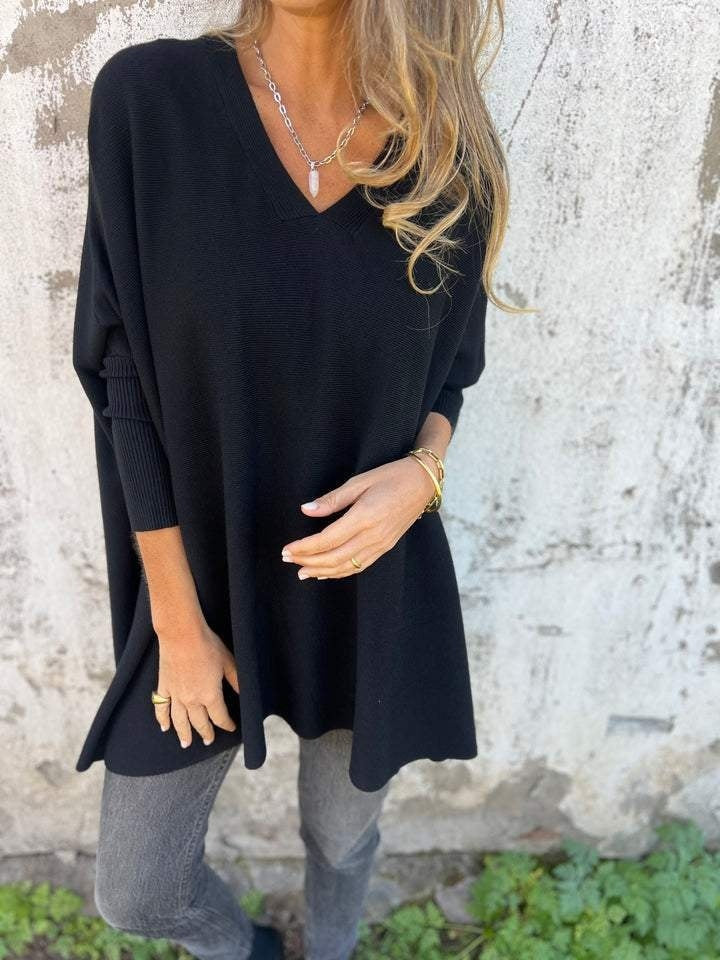 Jersey Mujer Oversize Escote en V Manga Larga - Mavetta