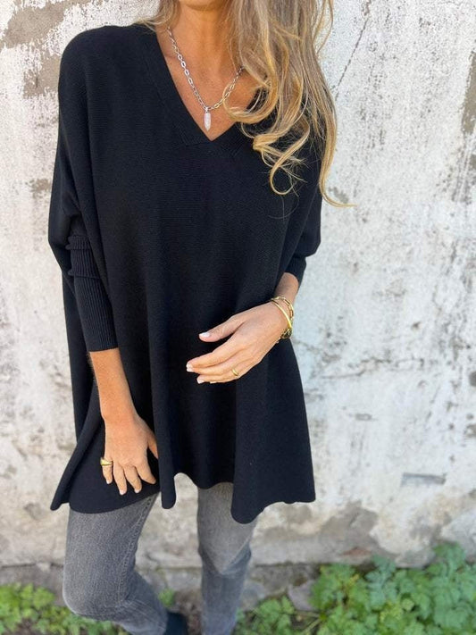 Jersey Mujer Oversize Escote en V Manga Larga - Mavetta
