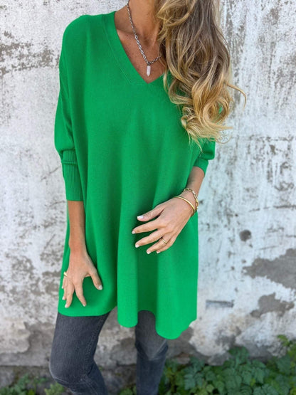 Jersey Mujer Oversize Escote en V Manga Larga
