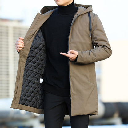 Chaqueta larga hombre impermeable con capucha invierno