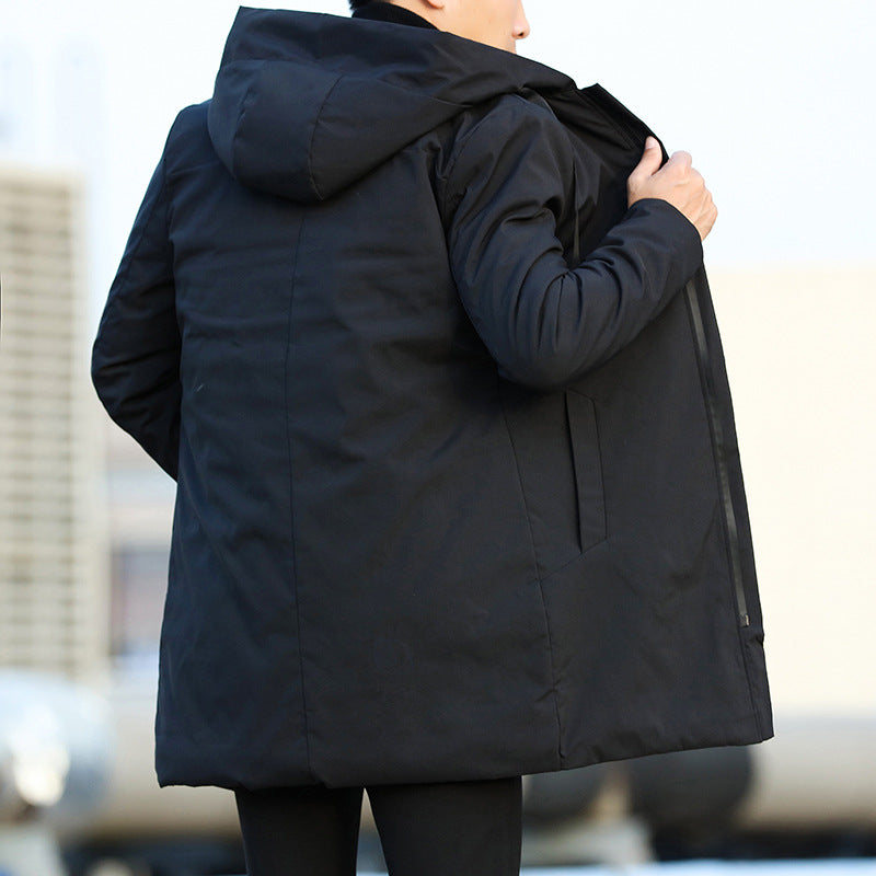 Chaqueta larga hombre impermeable con capucha invierno