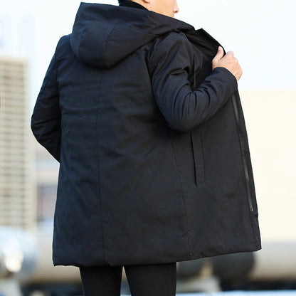 Chaqueta larga hombre impermeable con capucha invierno