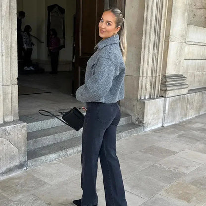 Chaqueta corta Mujer mezcla de lana diseño moderno