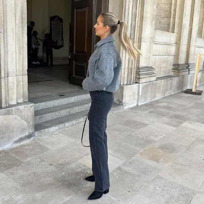 Chaqueta corta Mujer mezcla de lana diseño moderno