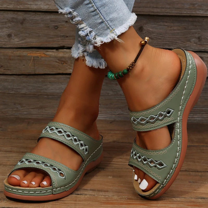 Sandalias Mujer Doble Tira Suela Elevada
