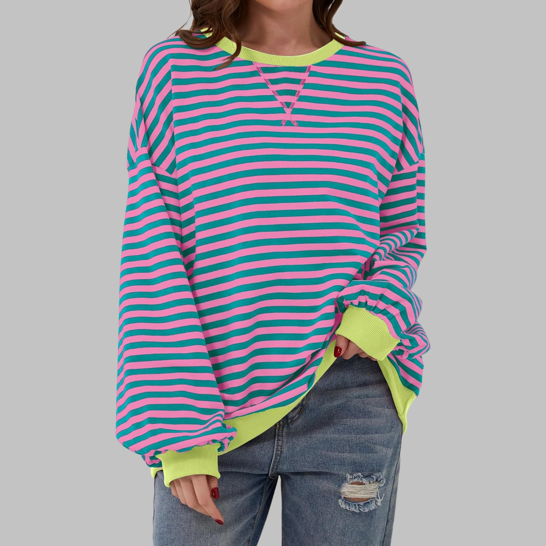 Suéter Oversized Mujer de Punto Rayas Estilo Casual