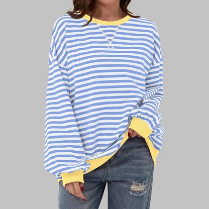 Suéter Oversized Mujer de Punto Rayas Estilo Casual