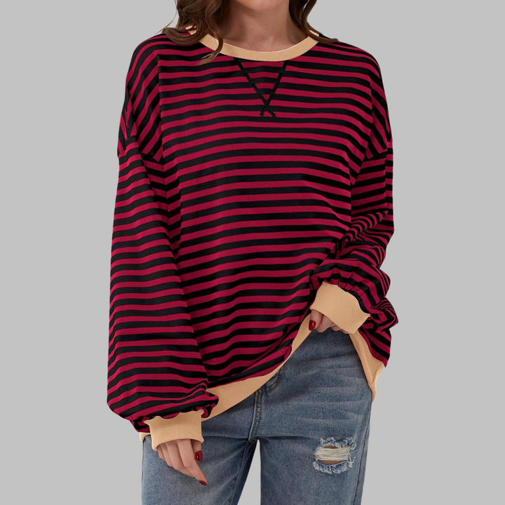 Suéter Oversized Mujer de Punto Rayas Estilo Casual