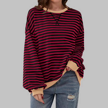 Suéter Oversized Mujer de Punto Rayas Estilo Casual