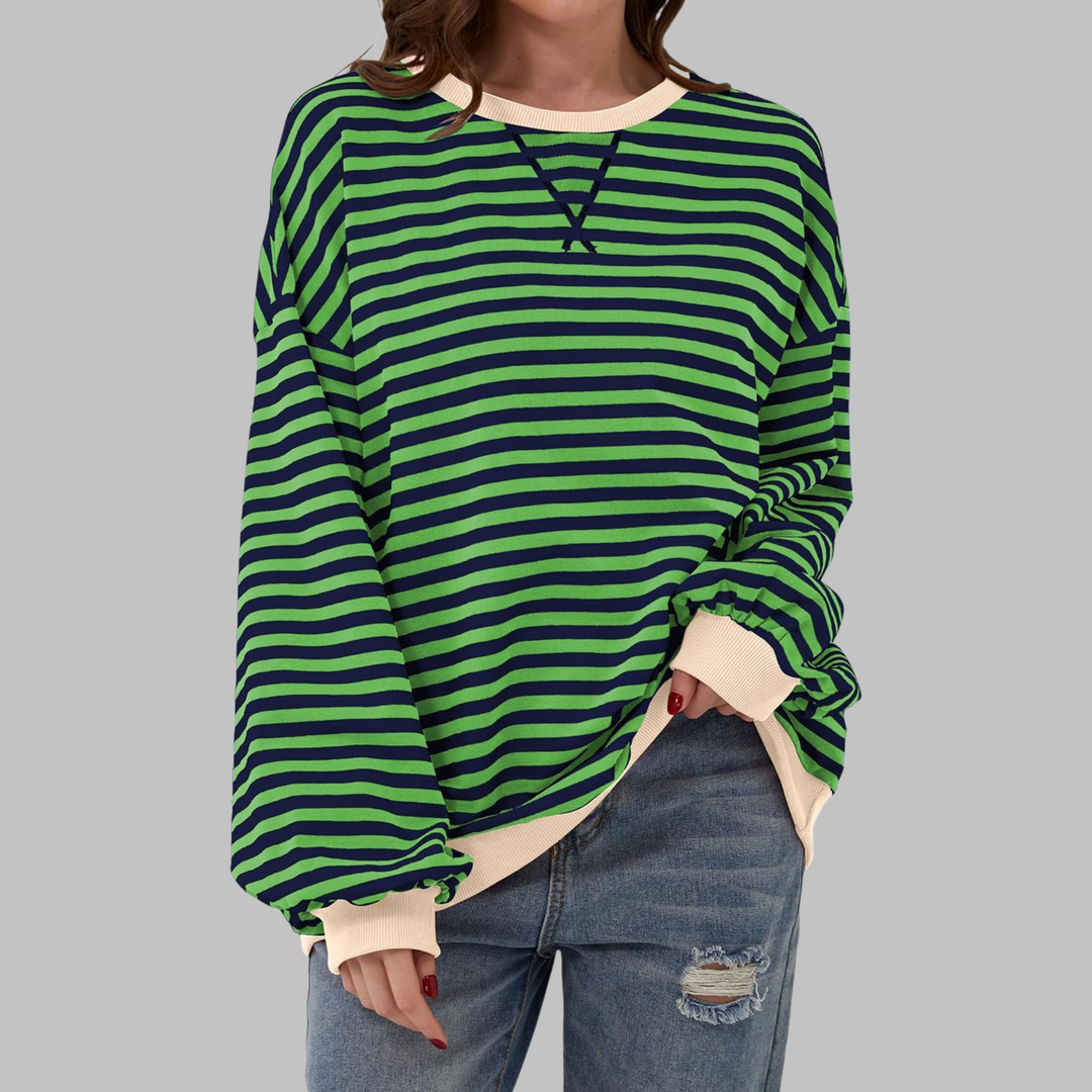 Suéter Oversized Mujer de Punto Rayas Estilo Casual