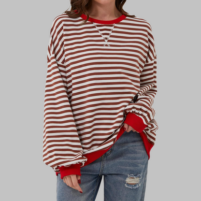 Suéter Oversized Mujer de Punto Rayas Estilo Casual