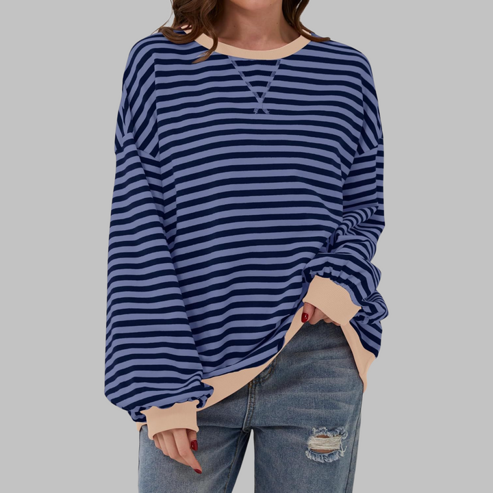 Suéter Oversized Mujer de Punto Rayas Estilo Casual