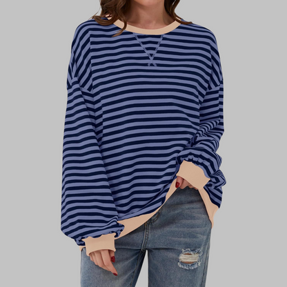 Suéter Oversized Mujer de Punto Rayas Estilo Casual