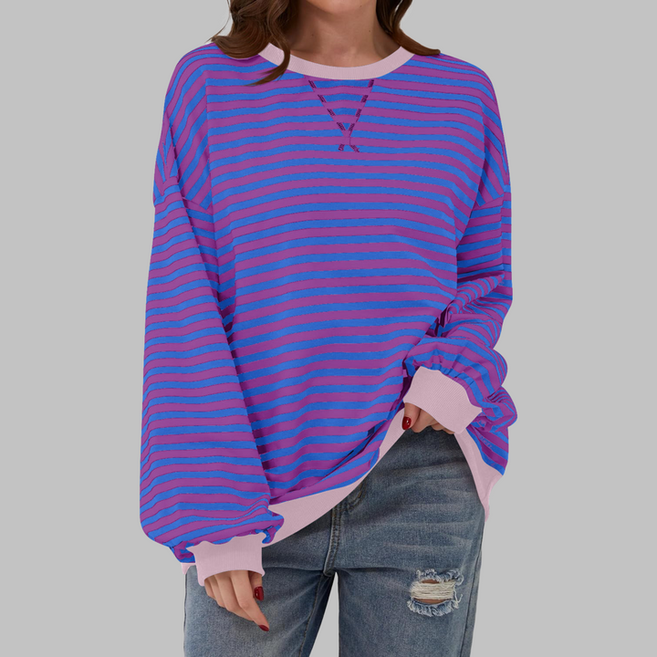 Suéter Oversized Mujer de Punto Rayas Estilo Casual