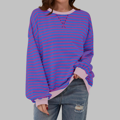 Suéter Oversized Mujer de Punto Rayas Estilo Casual