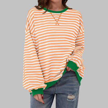 Suéter Oversized Mujer de Punto Rayas Estilo Casual