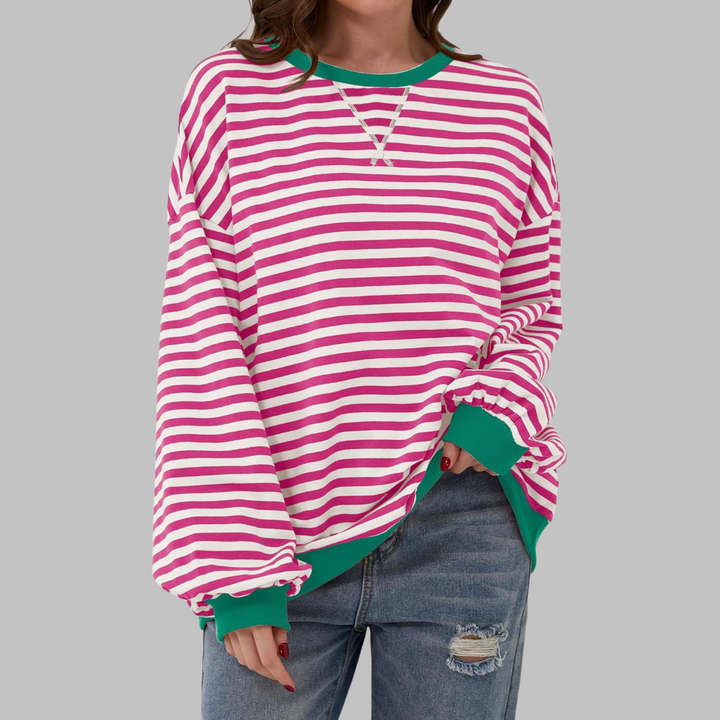 Suéter Oversized Mujer de Punto Rayas Estilo Casual