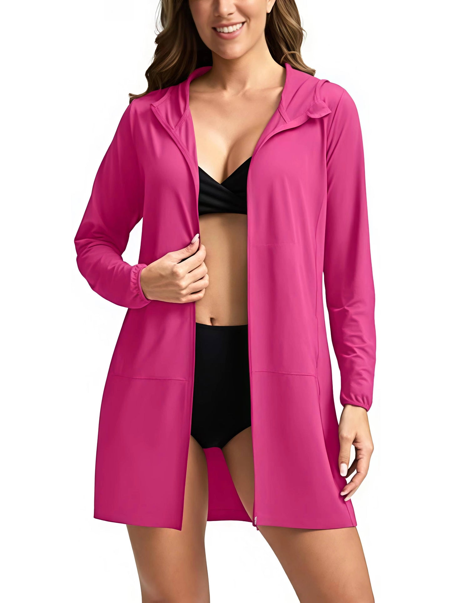 Sudadera Mujer con Capucha Tela UPF Cremallera Protección Solar - Mavetta