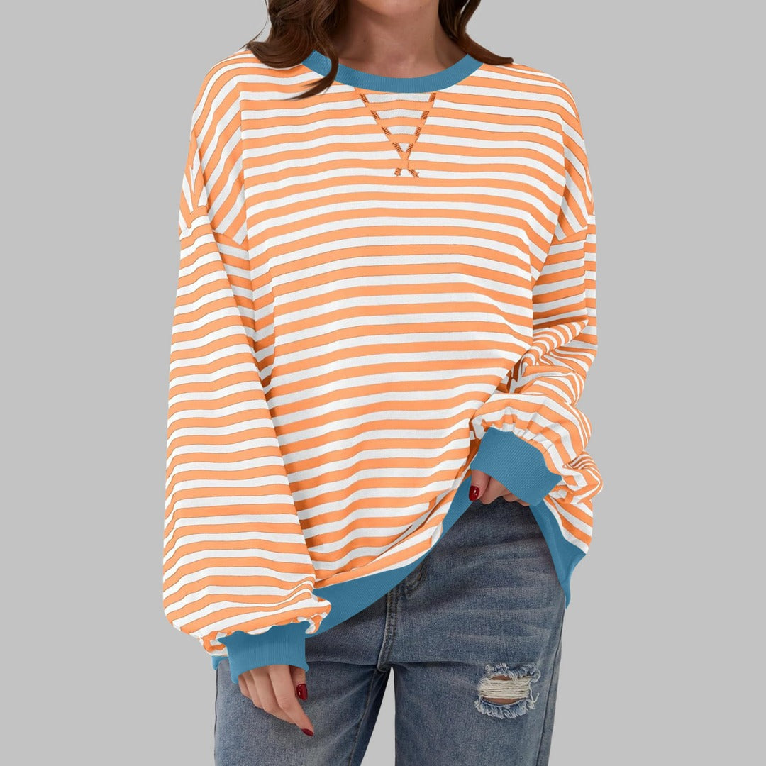 Suéter Oversized Mujer de Punto Rayas Estilo Casual