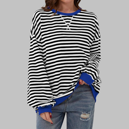 Suéter Oversized Mujer de Punto Rayas Estilo Casual