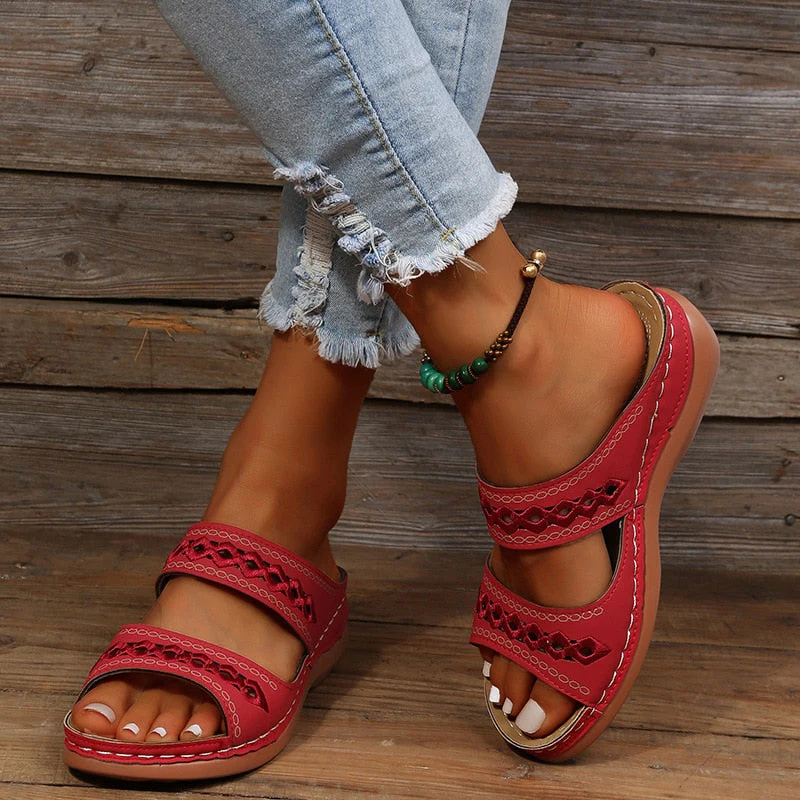 Sandalias Mujer Doble Tira Suela Elevada