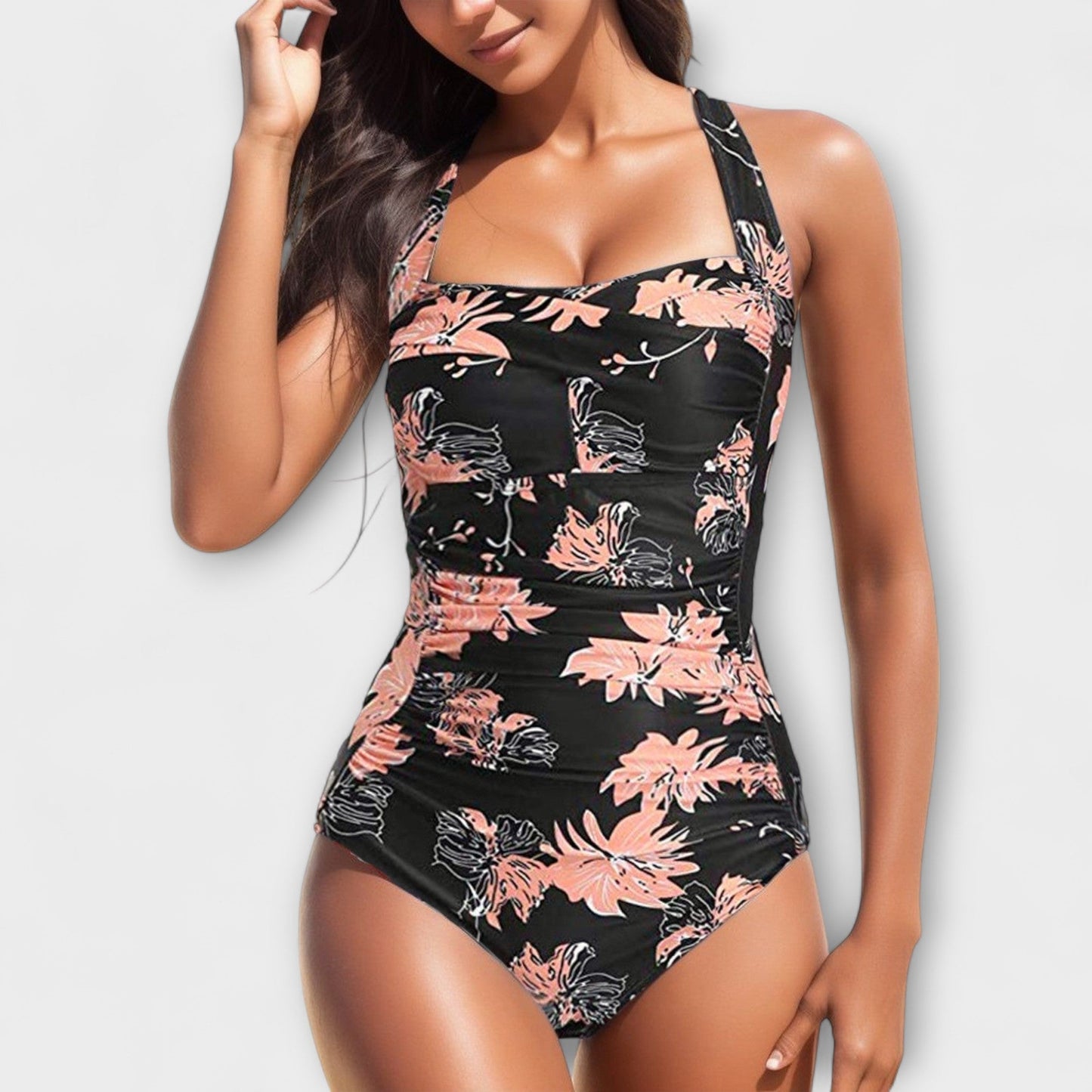 Bañador Mujer con Cuello Halter y Pliegues Ajustados