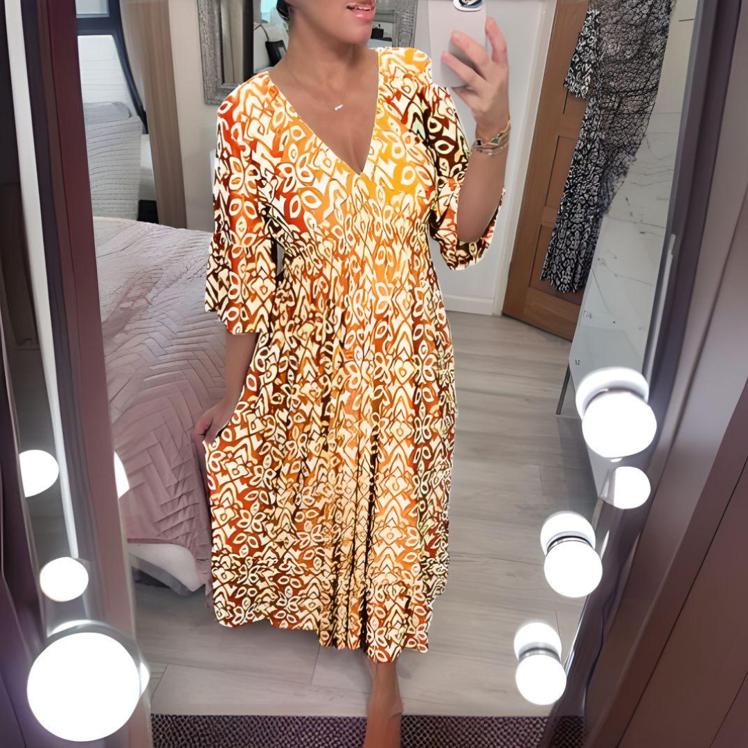 Vestido Bohemio Mujer Suelto Estampado Casual