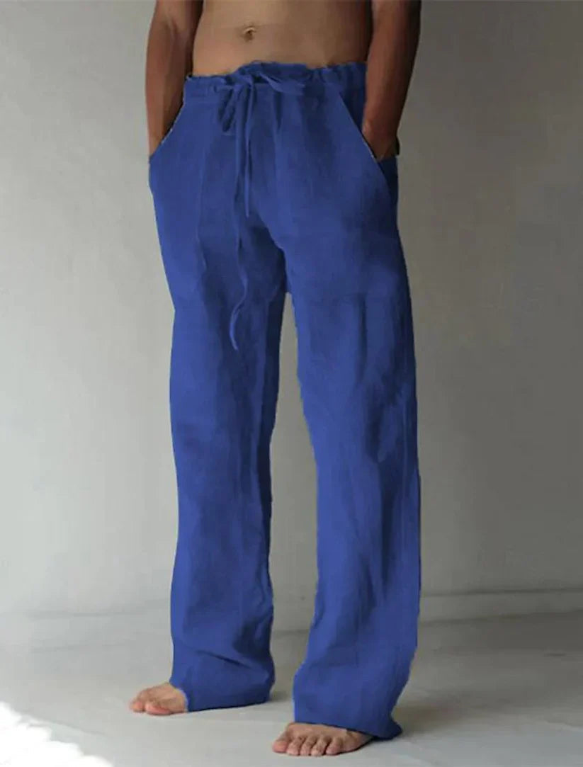 Pantalón hombre de algodón corte amplio cintura elástica
