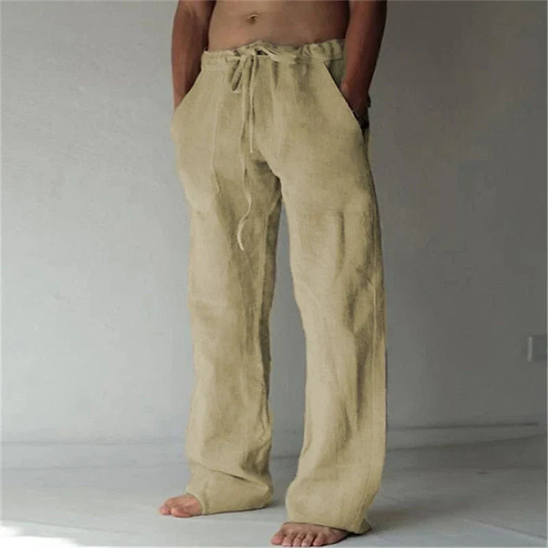 Pantalón hombre de algodón corte amplio cintura elástica