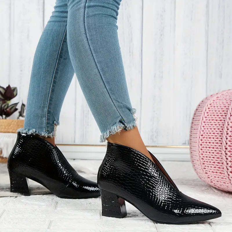 Botines Mujer de Piel con Tacón Tobillo Ajustado - Mavetta