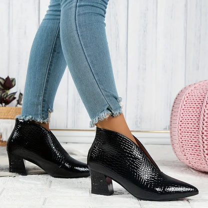 Botines Mujer de Piel con Tacón Tobillo Ajustado - Mavetta