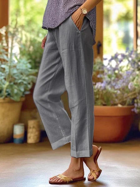 Pantalones rectos mujer de tejido suave cómodos