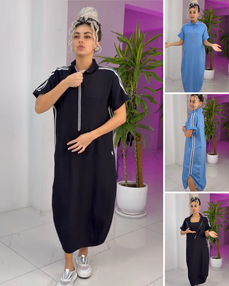 Vestido largo mujer deportivo cremallera fluido casual - Mavetta