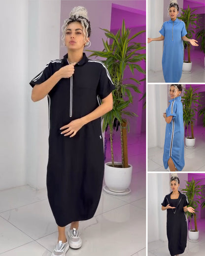 Vestido largo mujer deportivo cremallera fluido casual - Mavetta