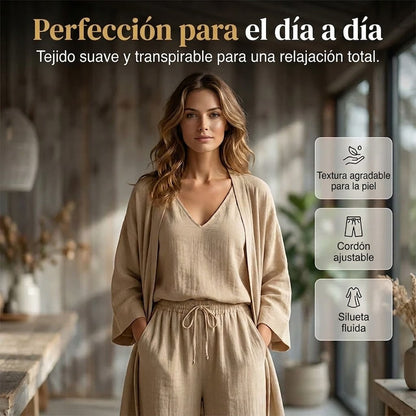 Conjunto Mujer Tres Piezas Elegante Ajuste Clásico