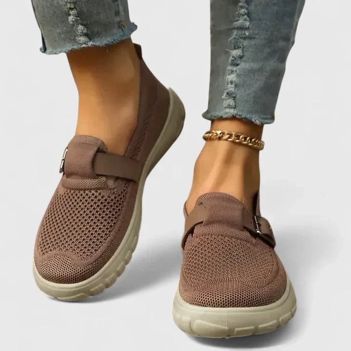 Mocasines mujer ortopédicos transpirables suela ergonómica hebilla