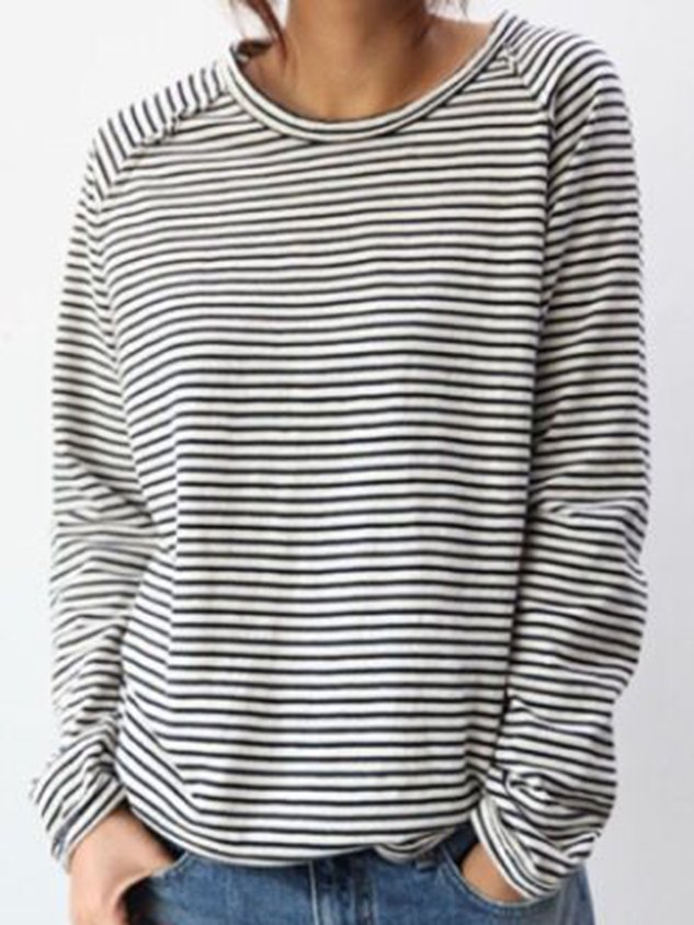 Camiseta Mujer Manga Larga Cuello Redondo Rayas - Mavetta