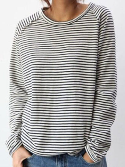 Camiseta Mujer Manga Larga Cuello Redondo Rayas - Mavetta