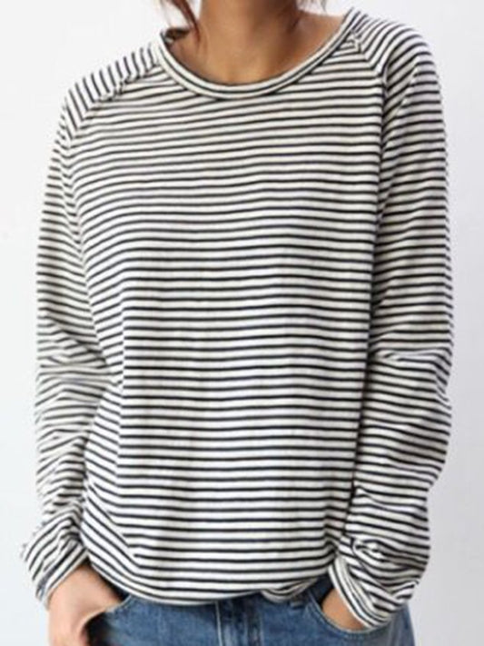 Camiseta Mujer Manga Larga Cuello Redondo Rayas - Mavetta