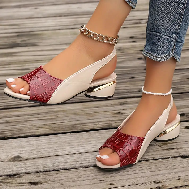 Sandalias Mujer Piel Tacón Ancho Plantilla Acolchada